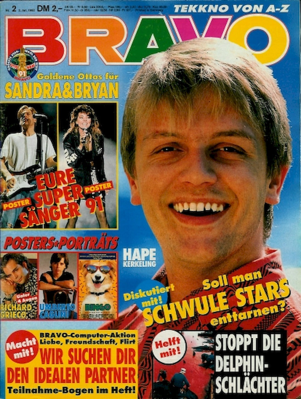 Bravo Magazin Deutschland 1992-02 Hape Kerkeling Sandra Cretu Bryan Adams