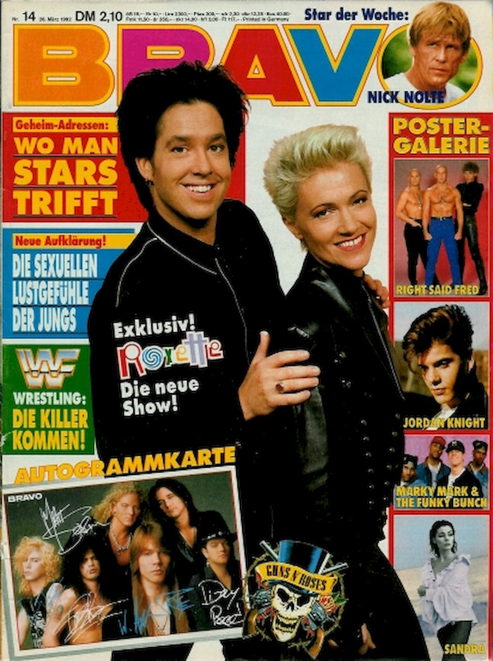 Bravo Magazin Deutschland 1992-14 Roxette Nick Nolte