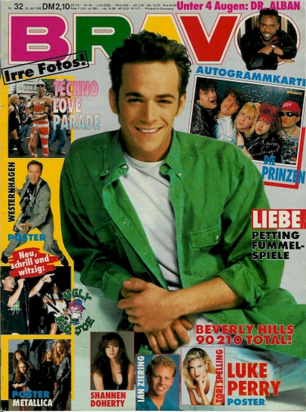 Bravo Magazin Deutschland 1992-32 Luke Perry Shannen Doherty Dr. Alban Die Prinzen