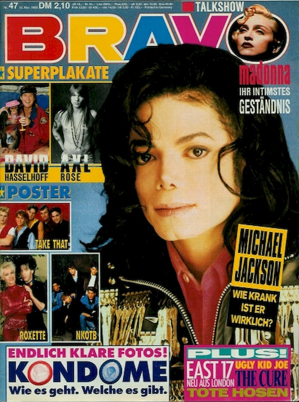 Bravo Magazin Deutschland 1992-47 Michael Jackson Madonna East 17