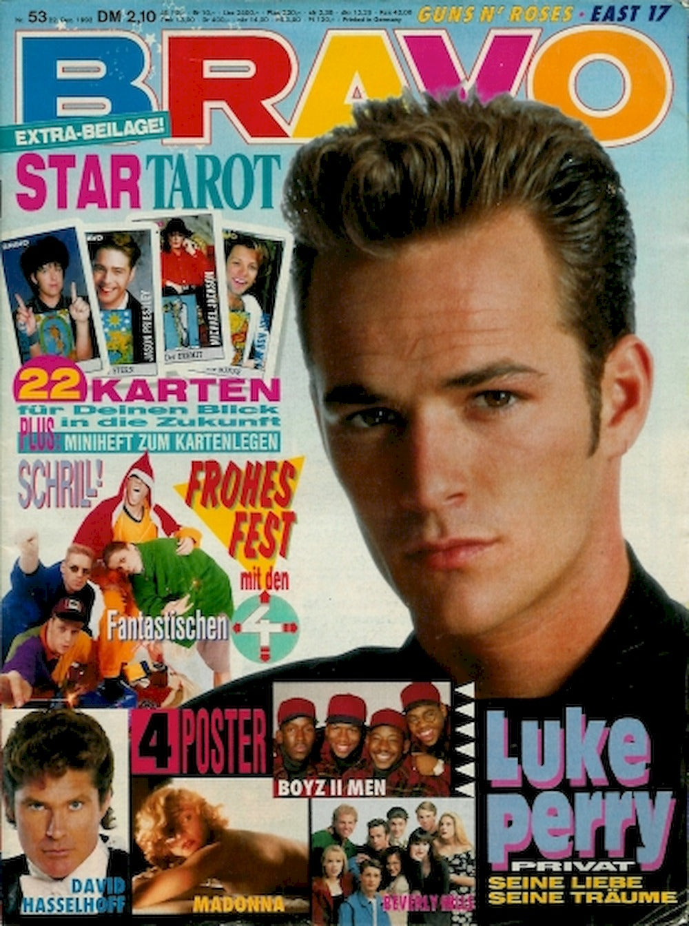 Bravo Magazin Deutschland 1992-53 Luke Perry Boys II Men Madonna David Hasselhoff