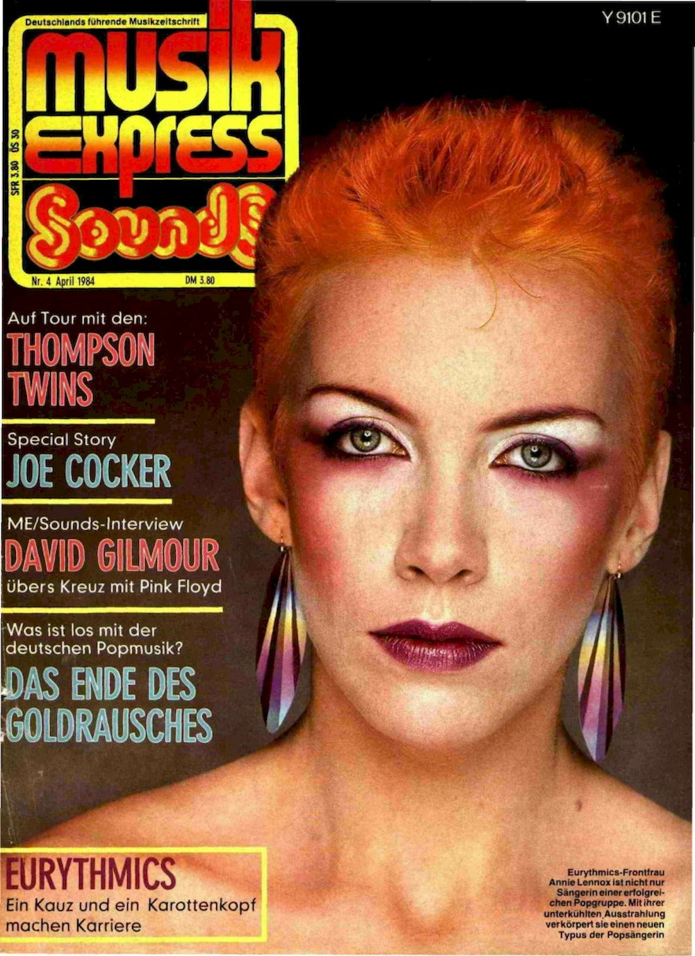 Musikexpress Sounds Magazin Deutschland 1984-04 Eurythmics Joe Cocker Thompson Twins David Gilmour Clash