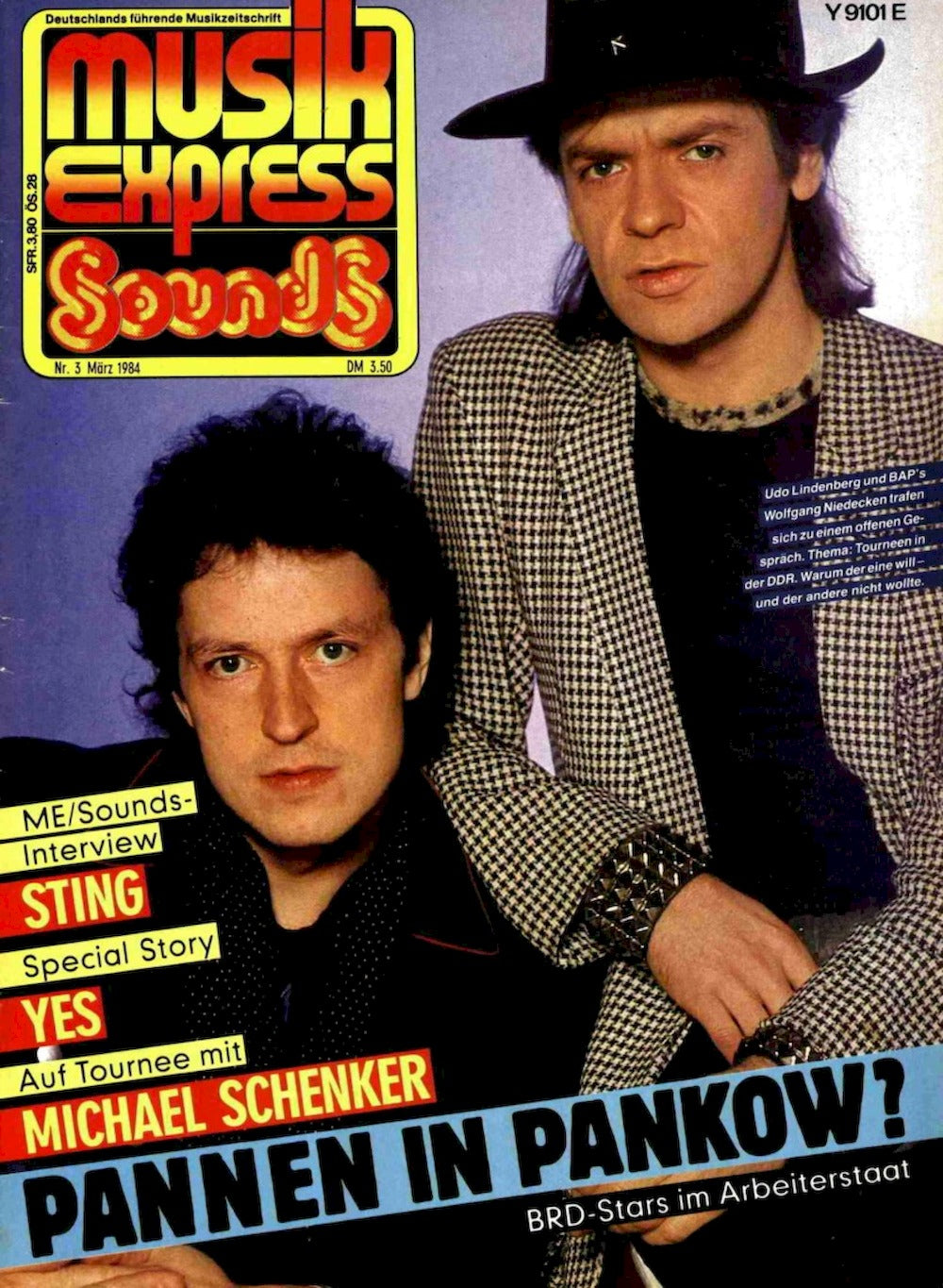 Musikexpress Sounds Magazin Deutschland 1984-03 Lindenberg Niedecken Sting Yes Schenker