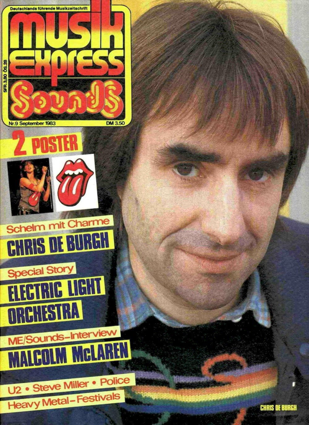 Musikexpress Sounds Magazin Deutschland 1983-09 Chris De Burgh ELO Malcom McLaren U2
