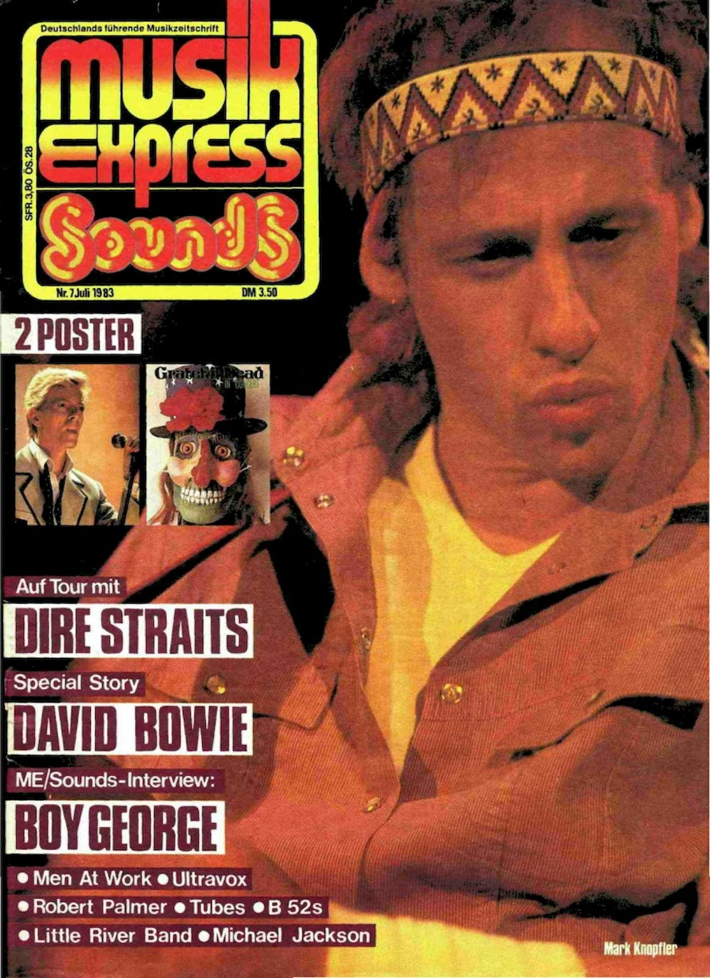 Musikexpress Sounds Magazin Deutschland 1983-07 Mark Knopfler David Bowie Grateful Dead Boy Robert Palmer