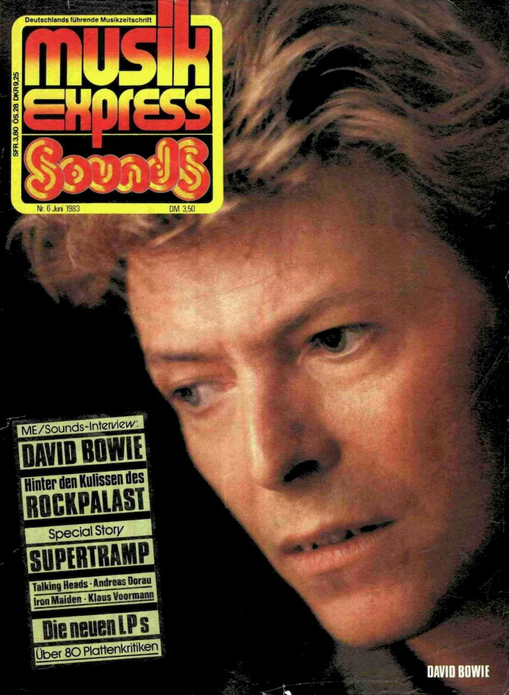Musikexpress Sounds Magazin Deutschland 1983-06 David Bowie Supertramp Iron Maiden Elvis Talking Heads