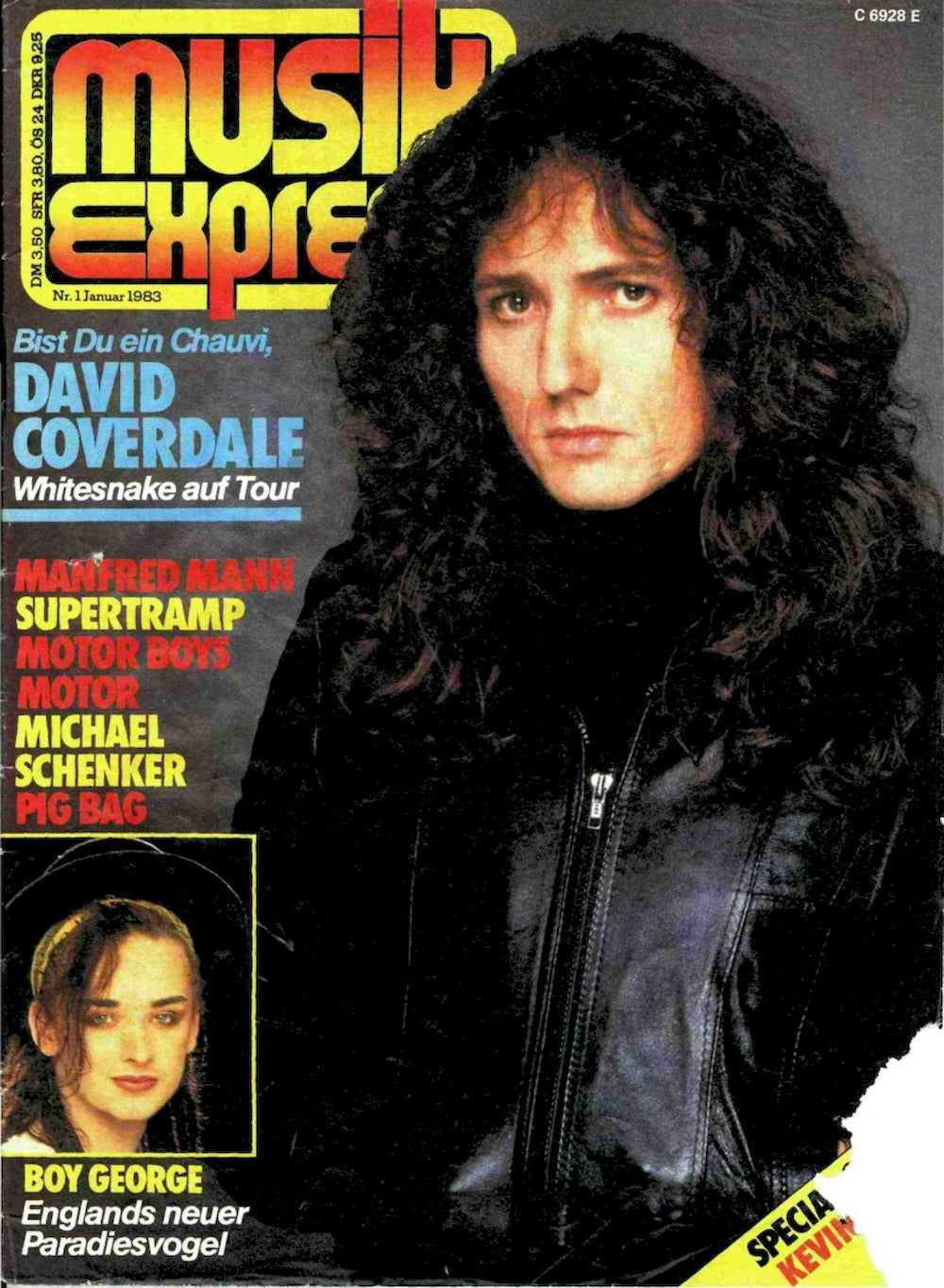Musikexpress Sounds Magazin Deutschland 1983-01 Whitesnake Boy George Kevin Ayers Manfred Mann Supertramp