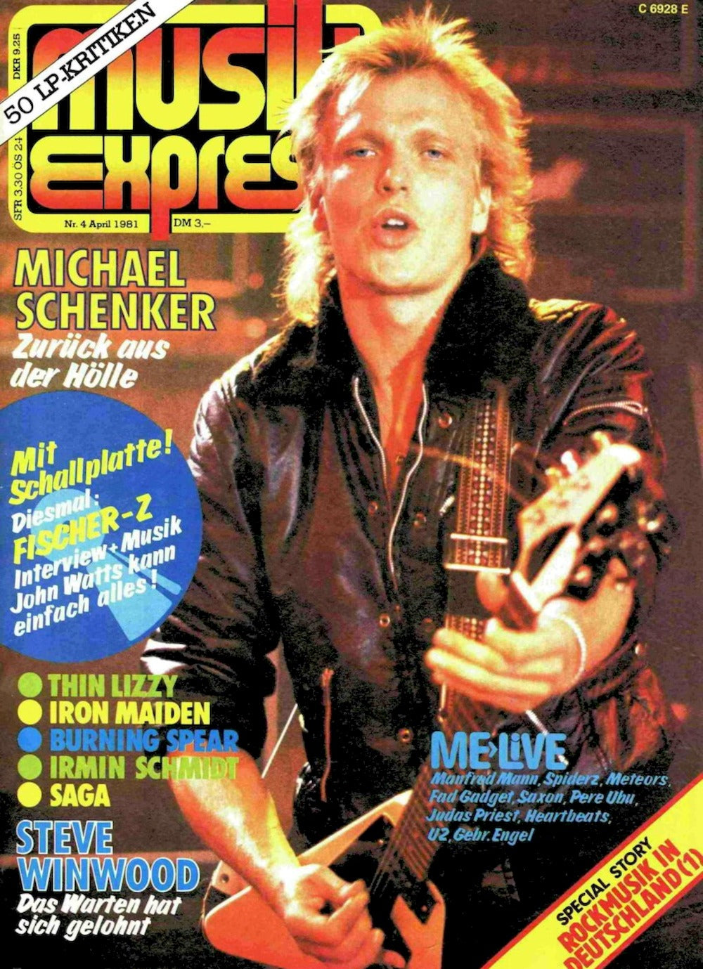 Musikexpress Sounds Magazin Deutschland 1981-04 Michael Schenker Iron Maiden Saga Fischer-Z