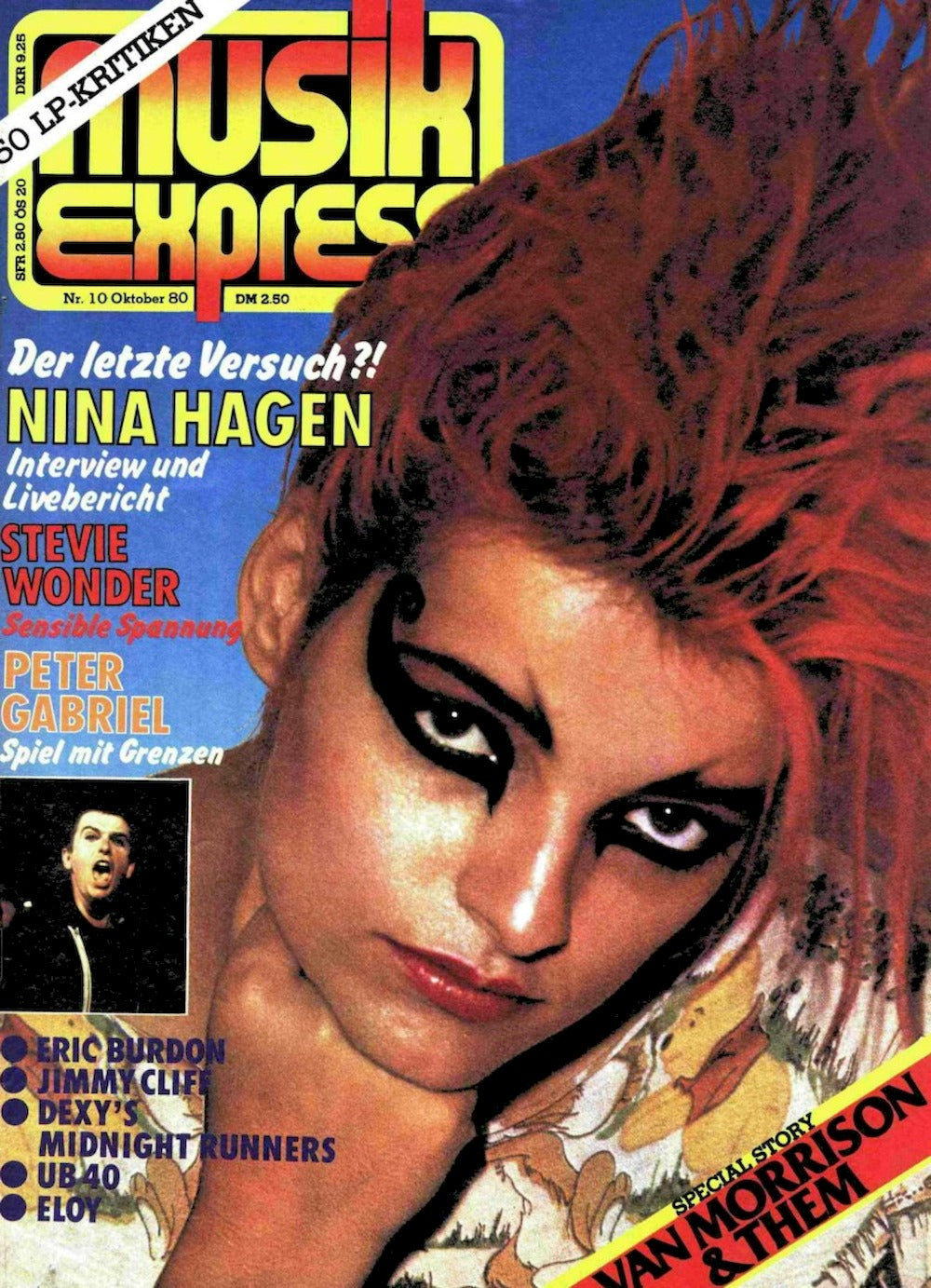 Musikexpress Sounds Magazin Deutschland 1980-10 Nina Hagen Peter Gabriel Van Morrison Eric Burdon UB 40