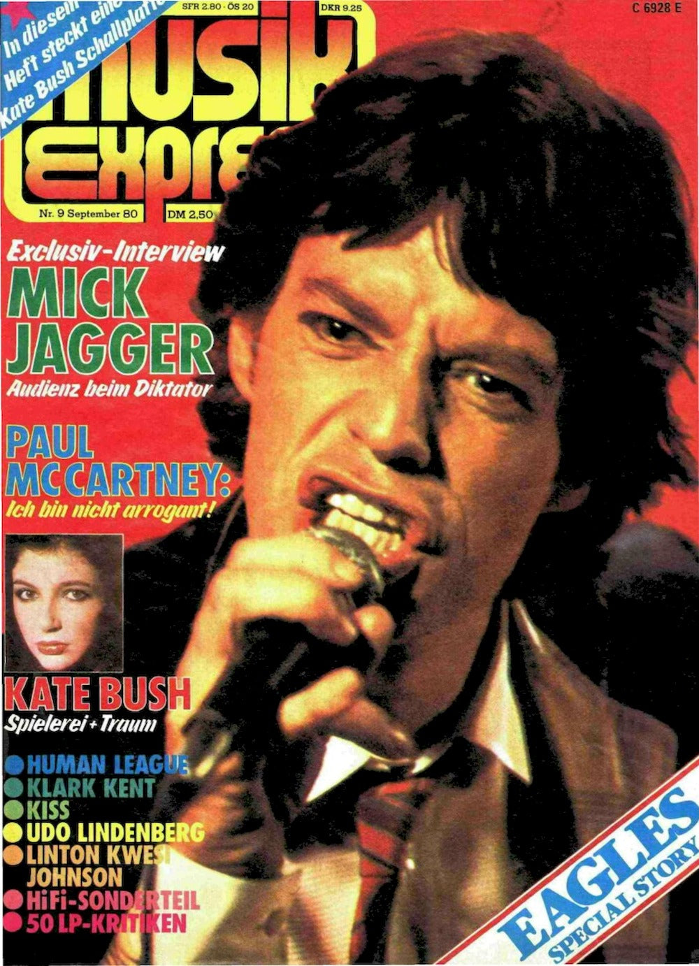 Musikexpress Sounds Magazin Deutschland 1980-09 Mick Jagger Kiss McCartney Kate Bush Eagles