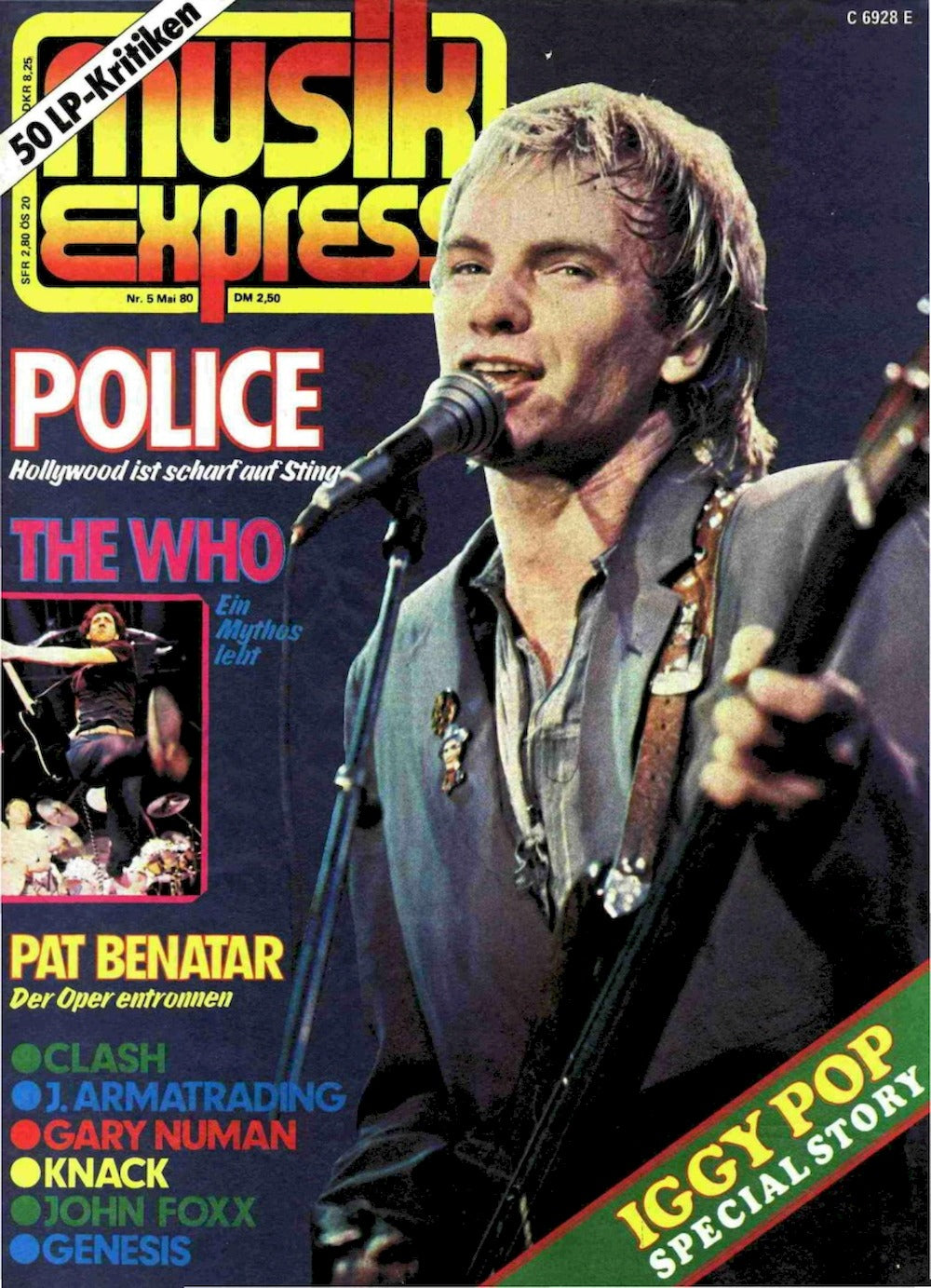 Musikexpress Sounds Magazin Deutschland 1980-05 Sting Police The Who The Clash Iggy Pop