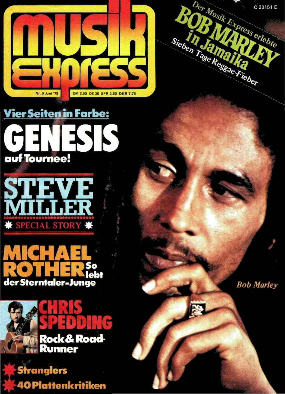 Musikexpress Magazin Deutschland 1978-06 Bob Marley Genesis Steve Miller Chris Spedding