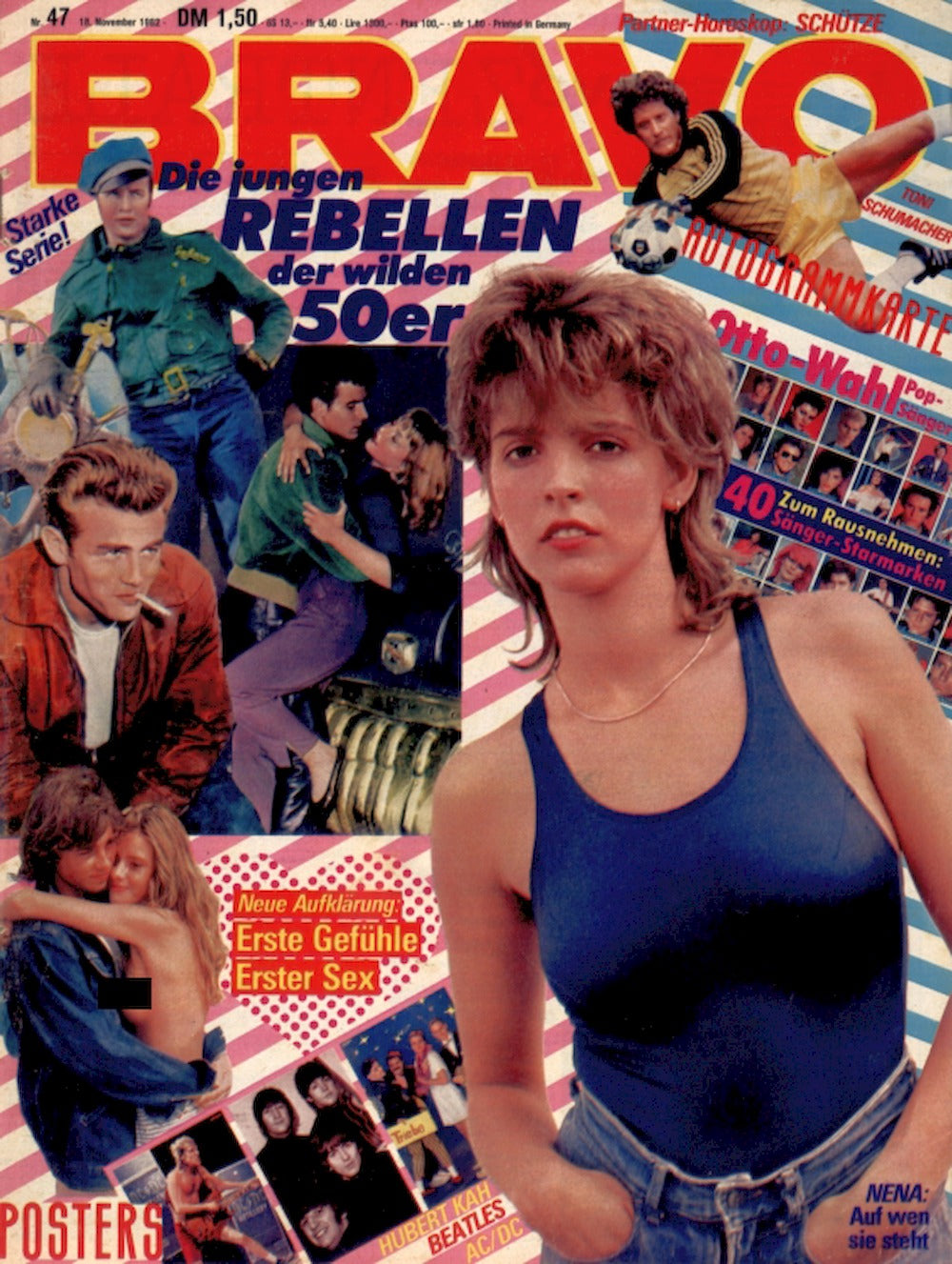 Bravo Magazin Deutschland 1982-47 Nena Beatles James Dean Marlon Brando Toni Schumacher