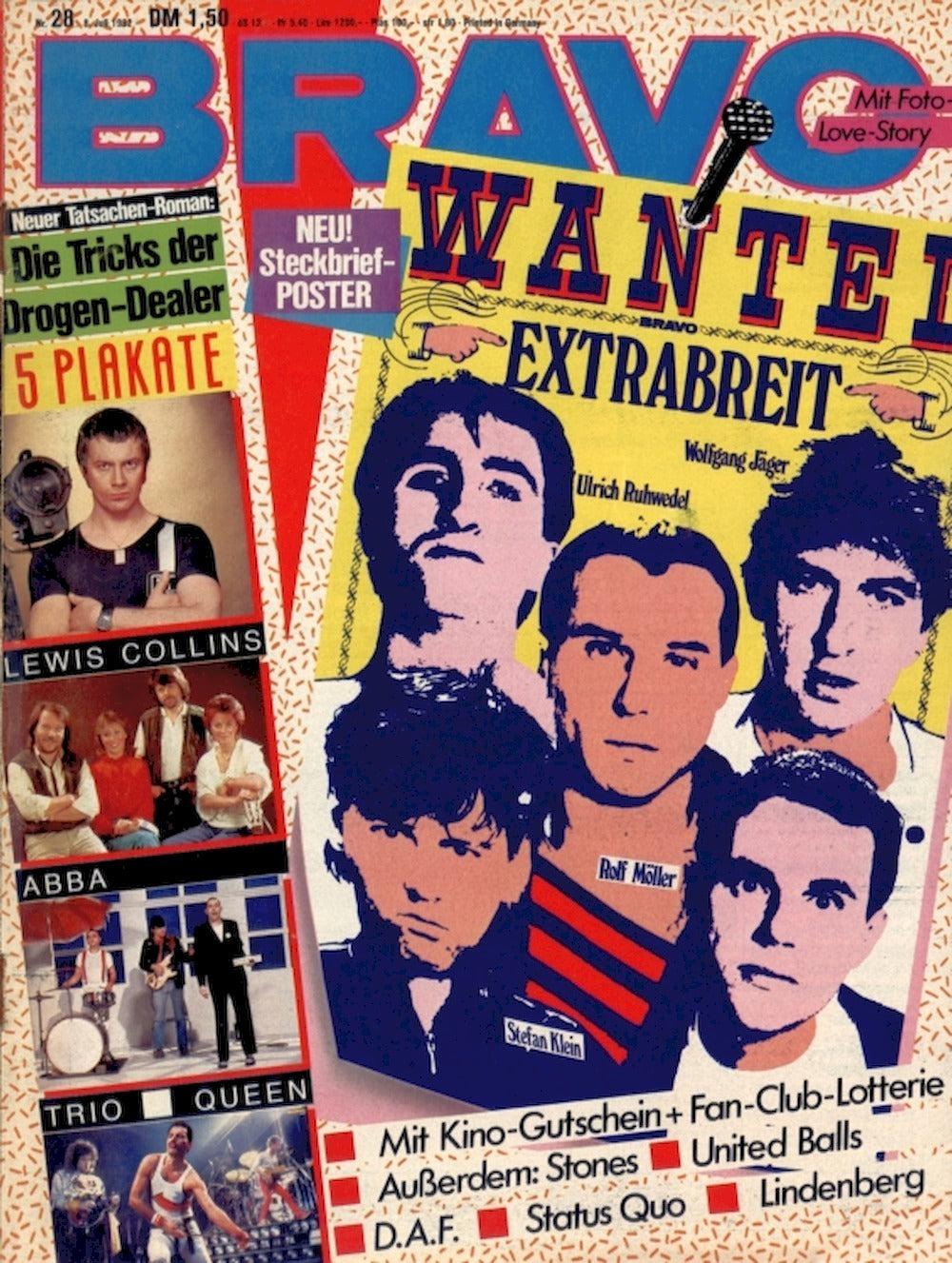Bravo Magazin Deutschland 1982-28 Extrabreit Rolling Stones Helen Schneider Udo Lindenberg