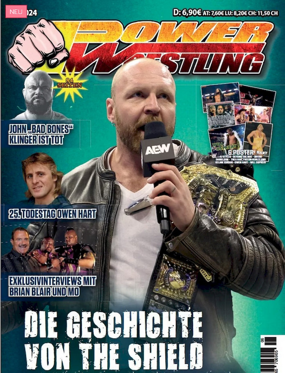 Power Wrestling Magazin Deutschland 2024-06 Jon Moxley John Klinger Owen Hart Brian Blair
