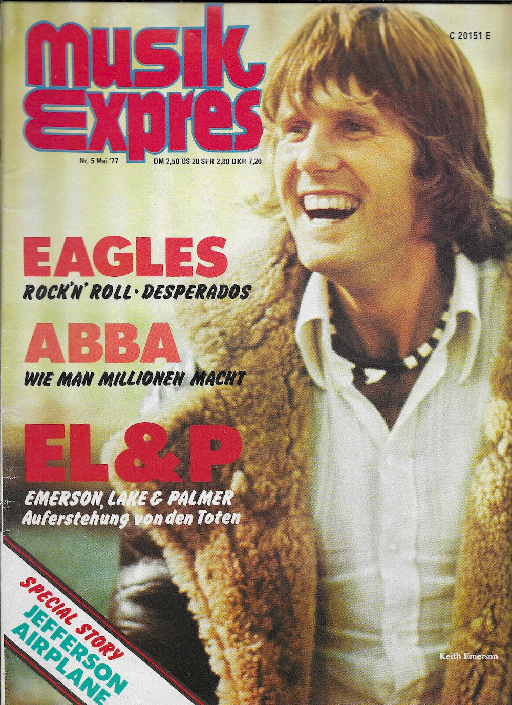 Musikexpress Magazin Deutschland 1977-05 Keith Emerson Eagles Abba Jefferson Airplane