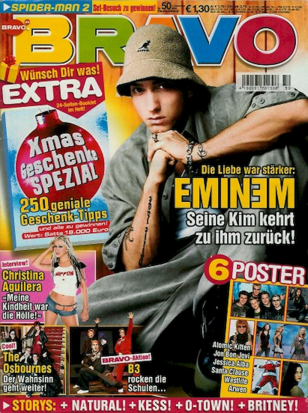 Bravo Magazin Deutschland 2002-50 Eminem Atomic Kitten Bon Jovi Jessica Alba Aguilera