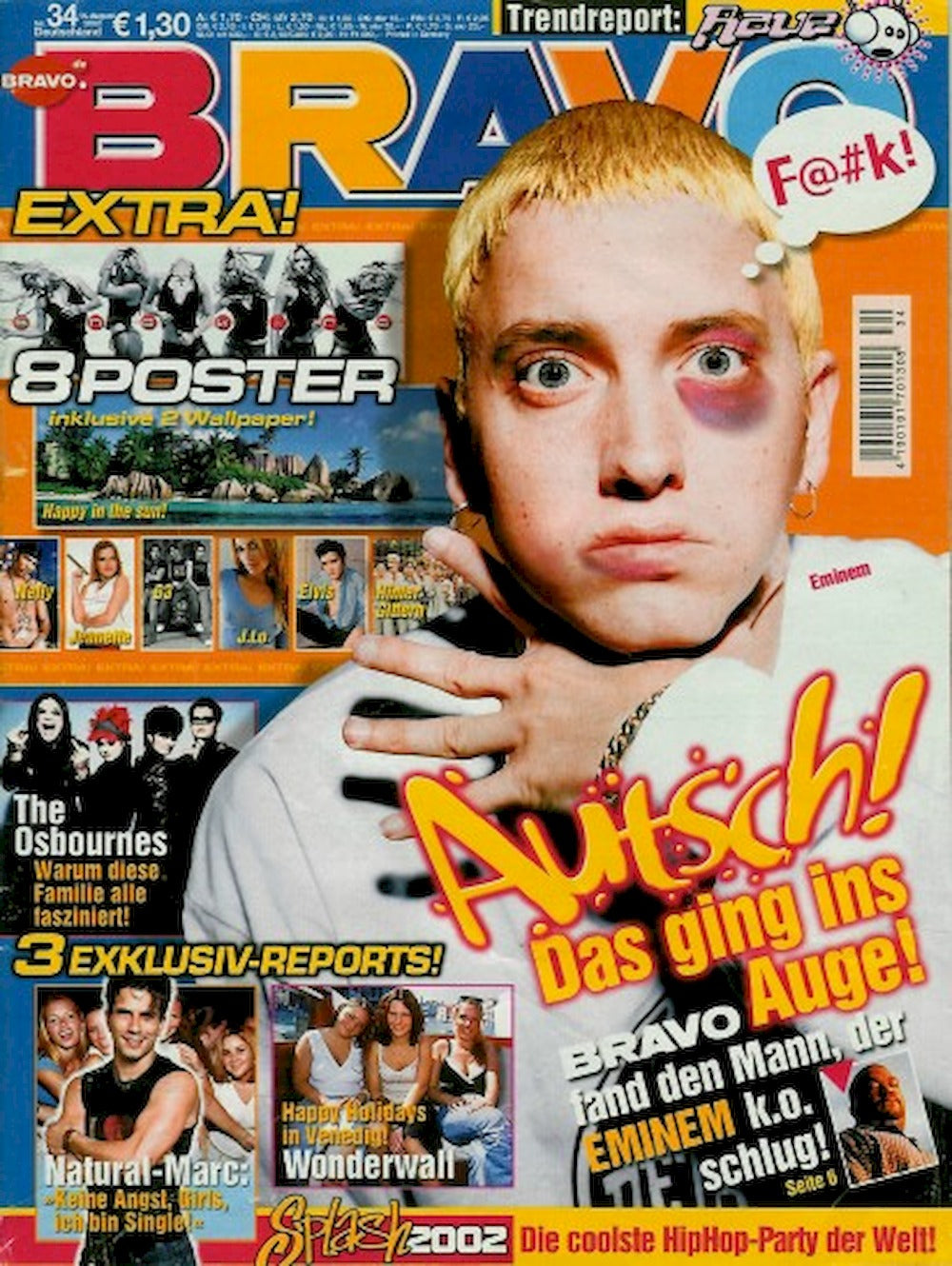 Bravo Magazin Deutschland 2002-34 Eminem Shakira Elvis Osbournes J.Lo