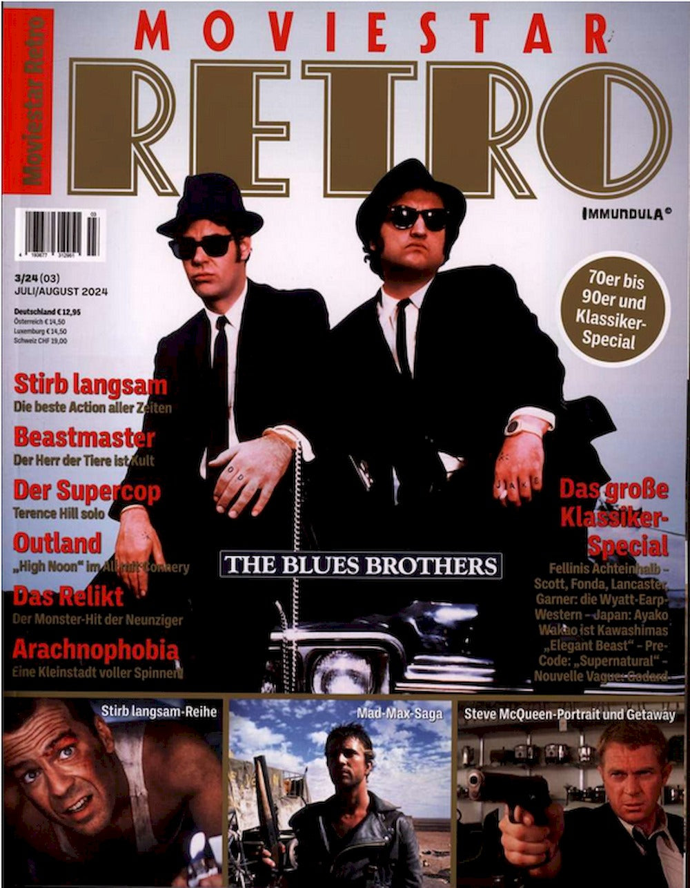 Moviestar Retro Magazin Deutschland 2024-03 The Blues Brothers Steve McQueen Bruce Willis