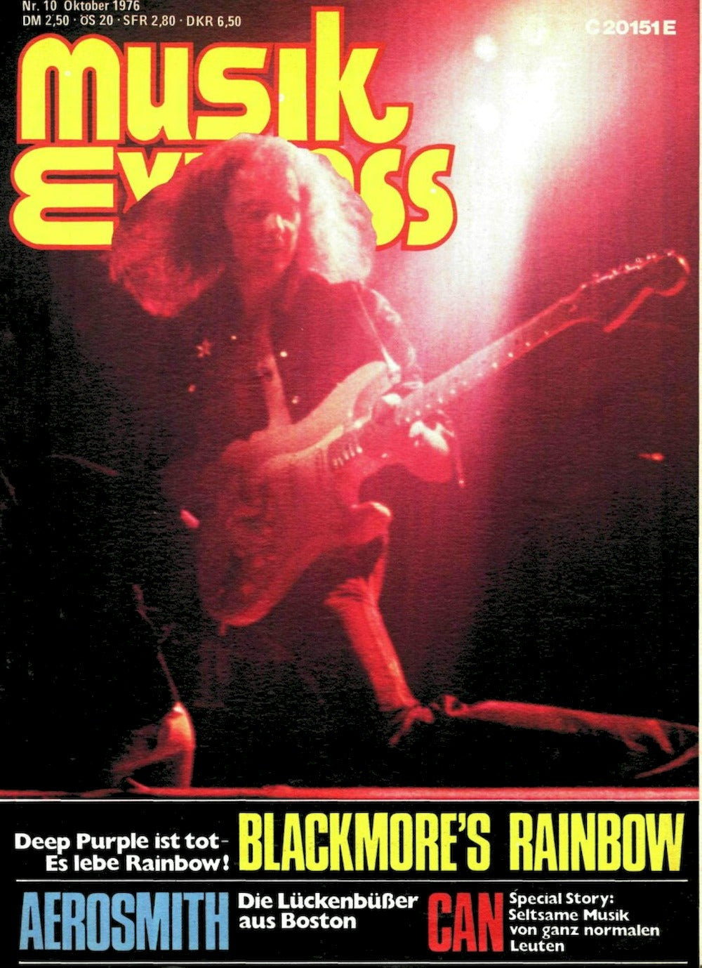 Musikexpress Magazin Deutschland 1976-10 Ritchie Blackmore's Rainbow Aerosmith Can