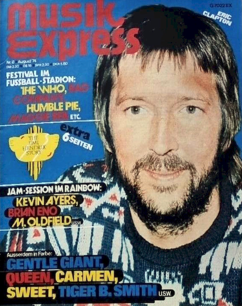 Musikexpress Magazin Deutschland 1974-08 Eric Clapton Queen Jimi Hendrix The Who