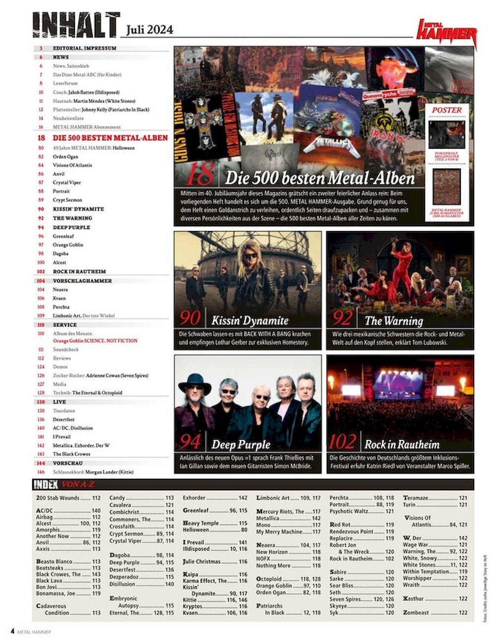 Metal Hammer Magazin Deutschland 2024-07 500 Best Records Michael Kiske Ian Gillan Roger McBride