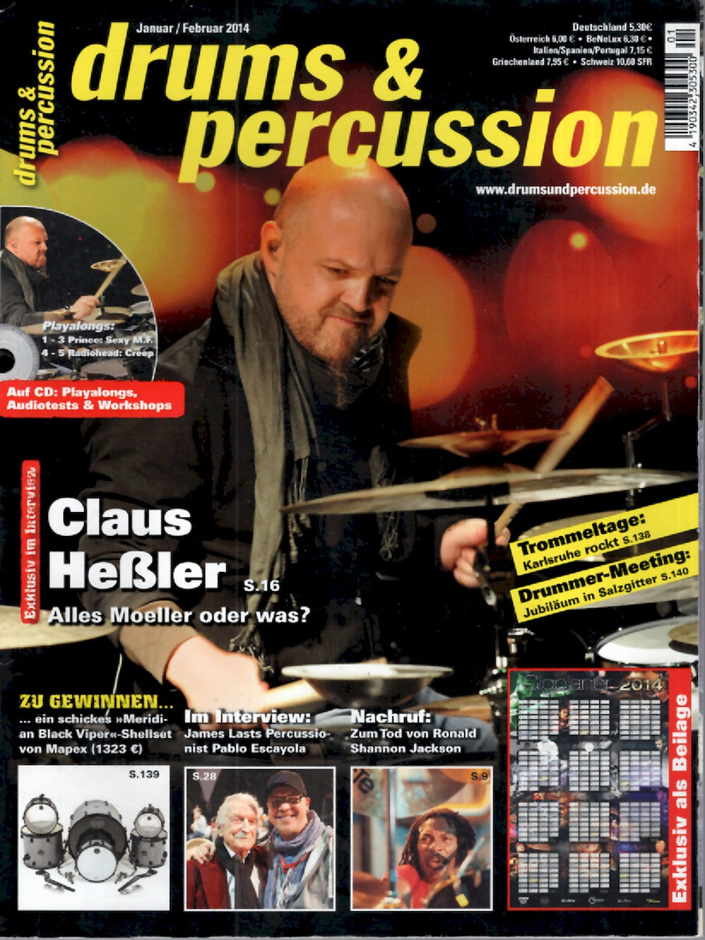 Drums & Percussions Magazin Deutschland 2014-01+02 Claus Heßler Pablo Escayola Ronald Shannon Jackson