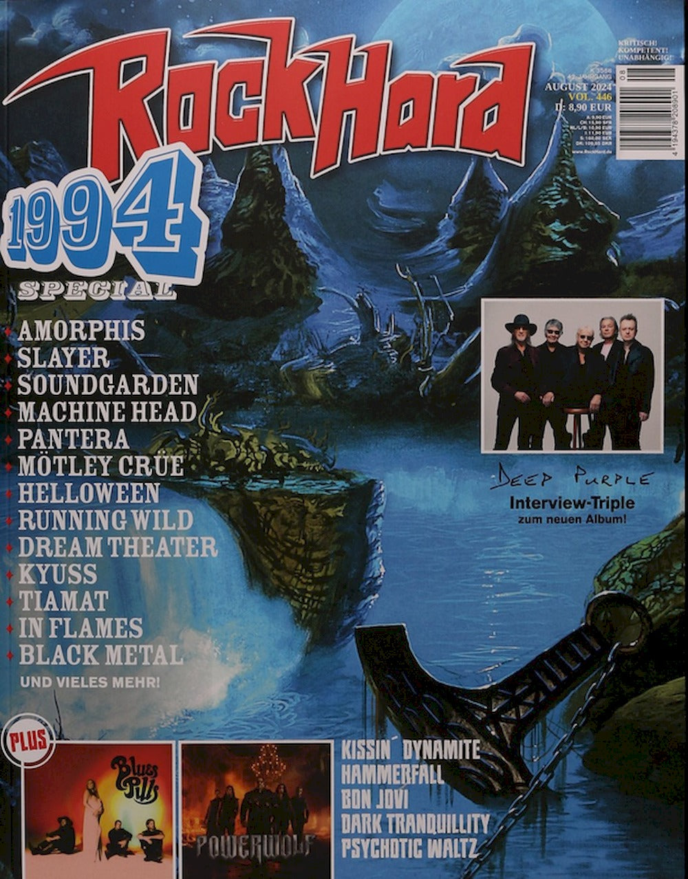 Rock Hard Magazin Deutschland 2024-08 Deep Purple Blues Pills Powerwolf Slayer Amorphis #446