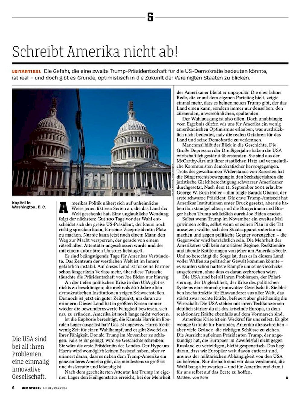 Der Spiegel Magazin Deutschland 2024-31 Kamala Harris