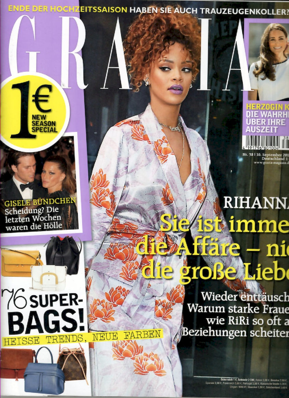Grazia Magazin Deutschland 2015-38 Rihanna Gisele Bündchen