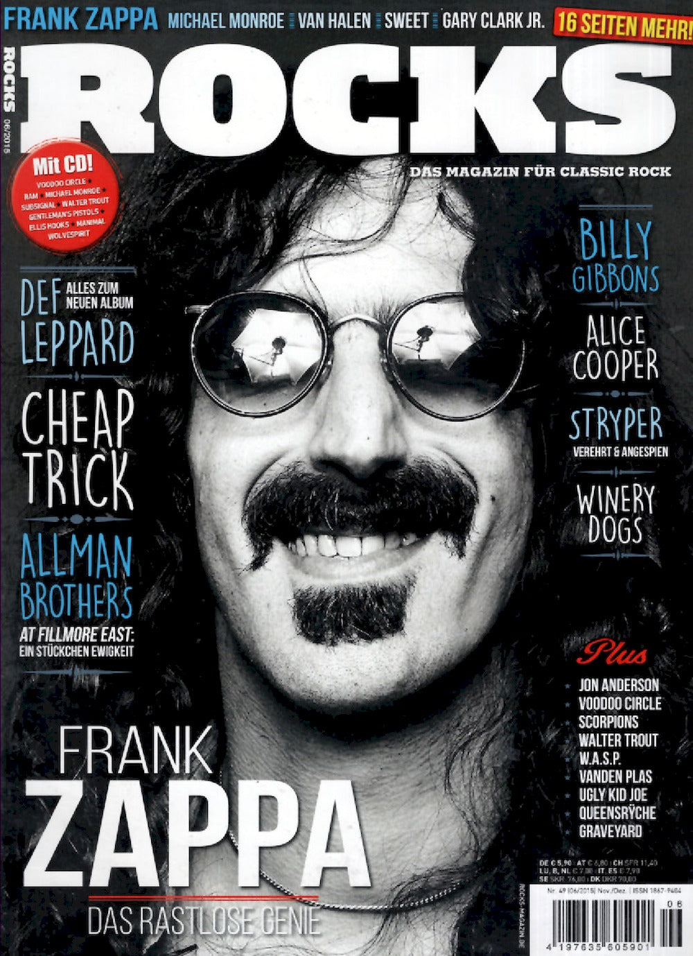 Rocks Magazin Deutschland 2015 #49 Frank Zappa Def Leppard Cheap Trick Allman Brothers