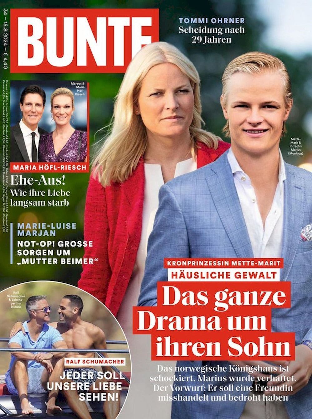 Bunte Magazin Deutschland 2024-34 Mette-Marit Marius Ralf Schumacher
