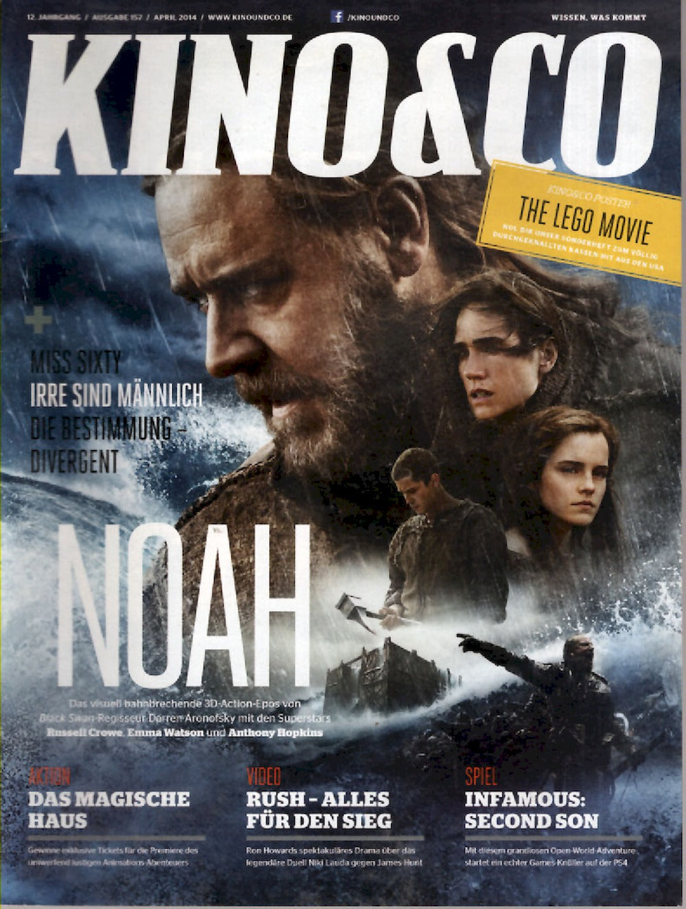Kino & Co Magazin Deutschland 2014-04 Russell Crowe Emma Watson Anthony Hopkins