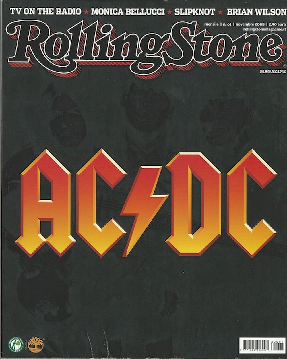 Rolling Stone Magazin Italien 2008 #61 AC/DC Monica Bellucci Slipknot Brian Wilson