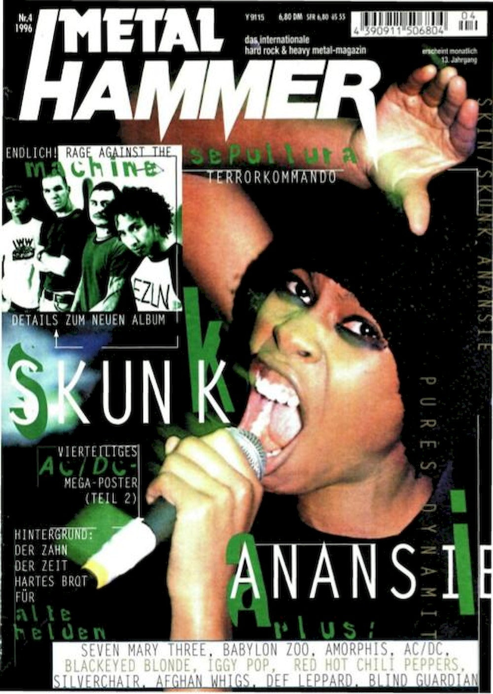 Metal Hammer Magazin Deutschland 1996-04 Skunk Anansie Rage Against The Machine Sepultura