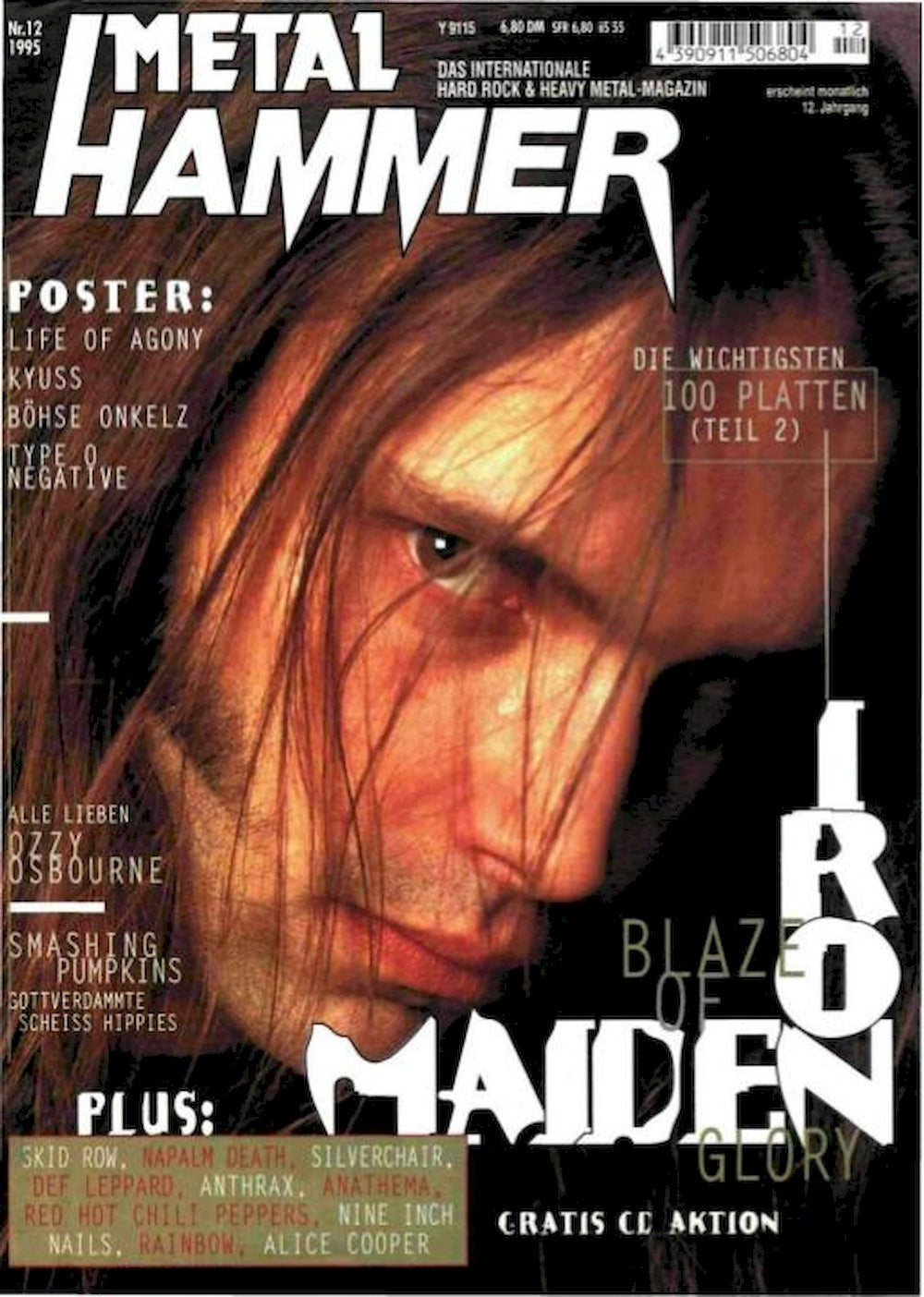 Metal Hammer Magazin Deutschland 1995-12 Bruce Dickinson Iron Maiden Life Of Agony Ozzy