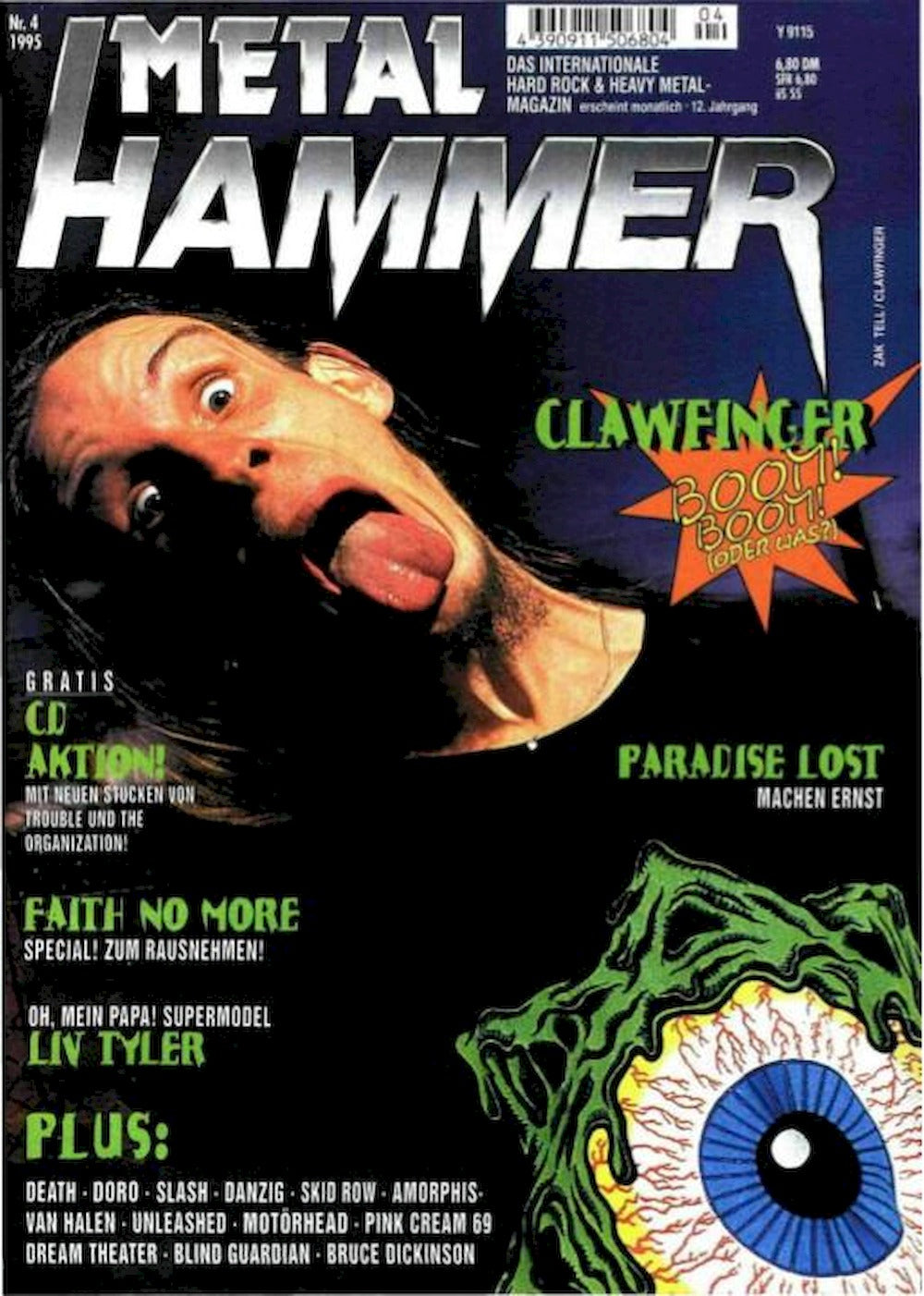 Metal Hammer Magazin Deutschland 1995-04 Zak Tell Clawfinger Faith No More Liv Tyler