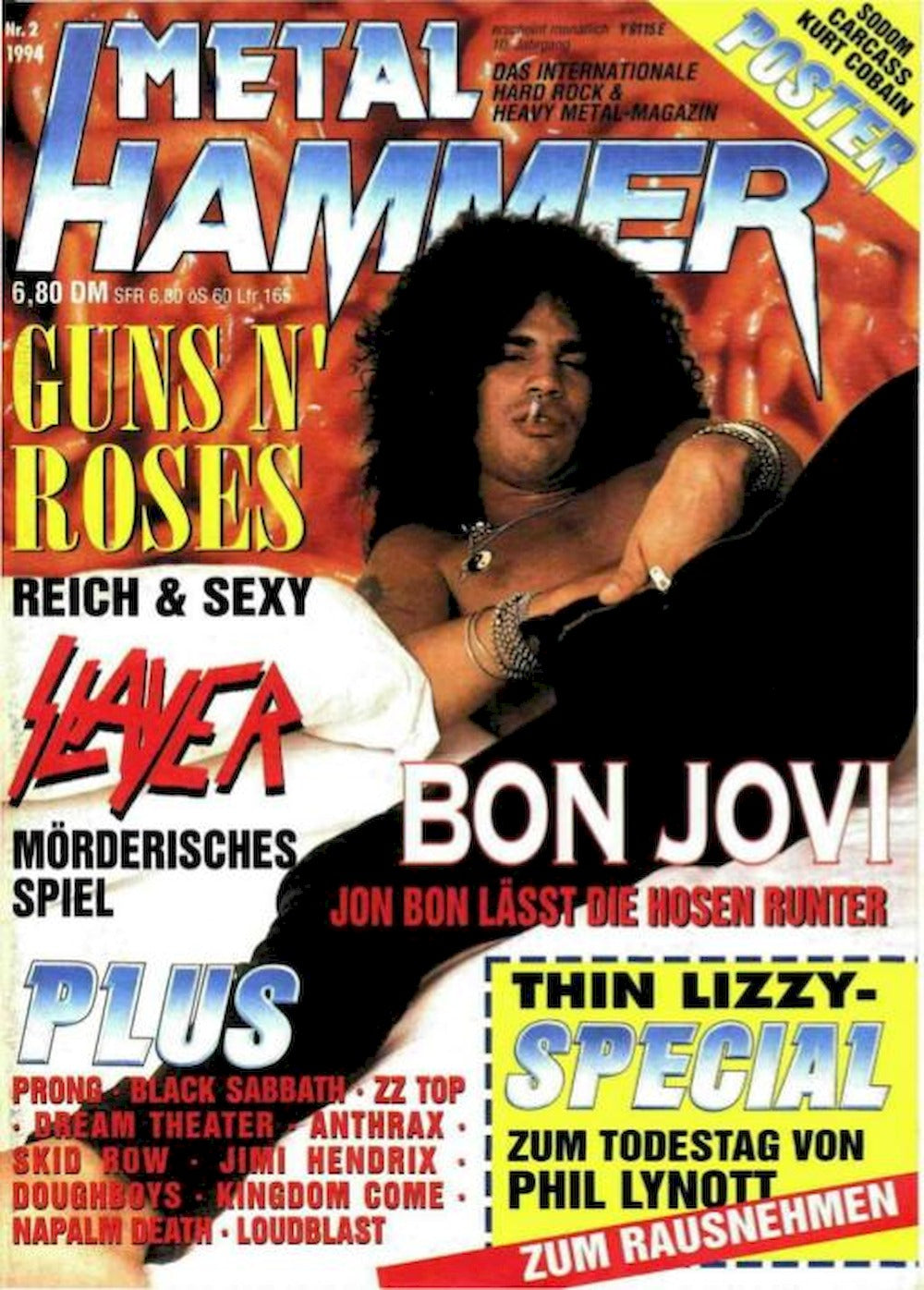 Metal Hammer Magazin Deutschland 1994-02 Bon Jovi Slayer Guns N Roses Thin Lizzy