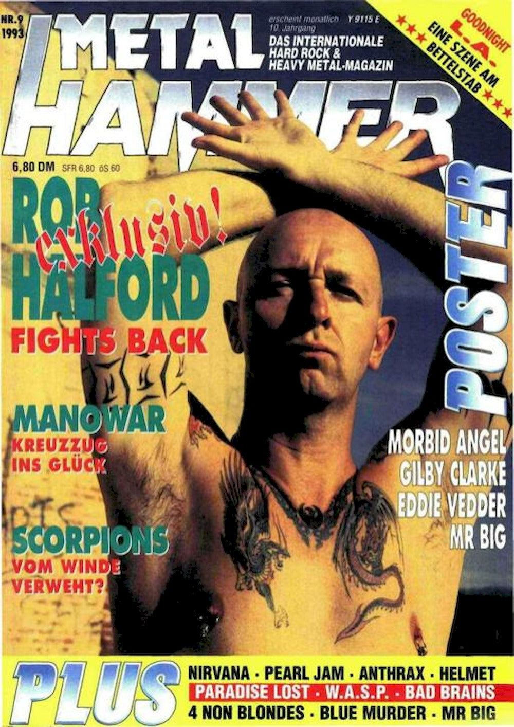 Metal Hammer Magazin Deutschland 1993-09 Rob Halford Manowar Scorpions Morbid Angel