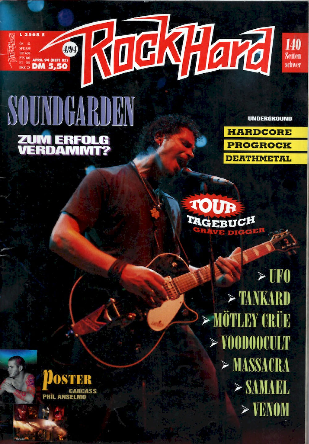 Rock Hard Magazin Deutschland 1994-04 Soundgarden Ufo Tankard Mötley Crüe Voodoocult