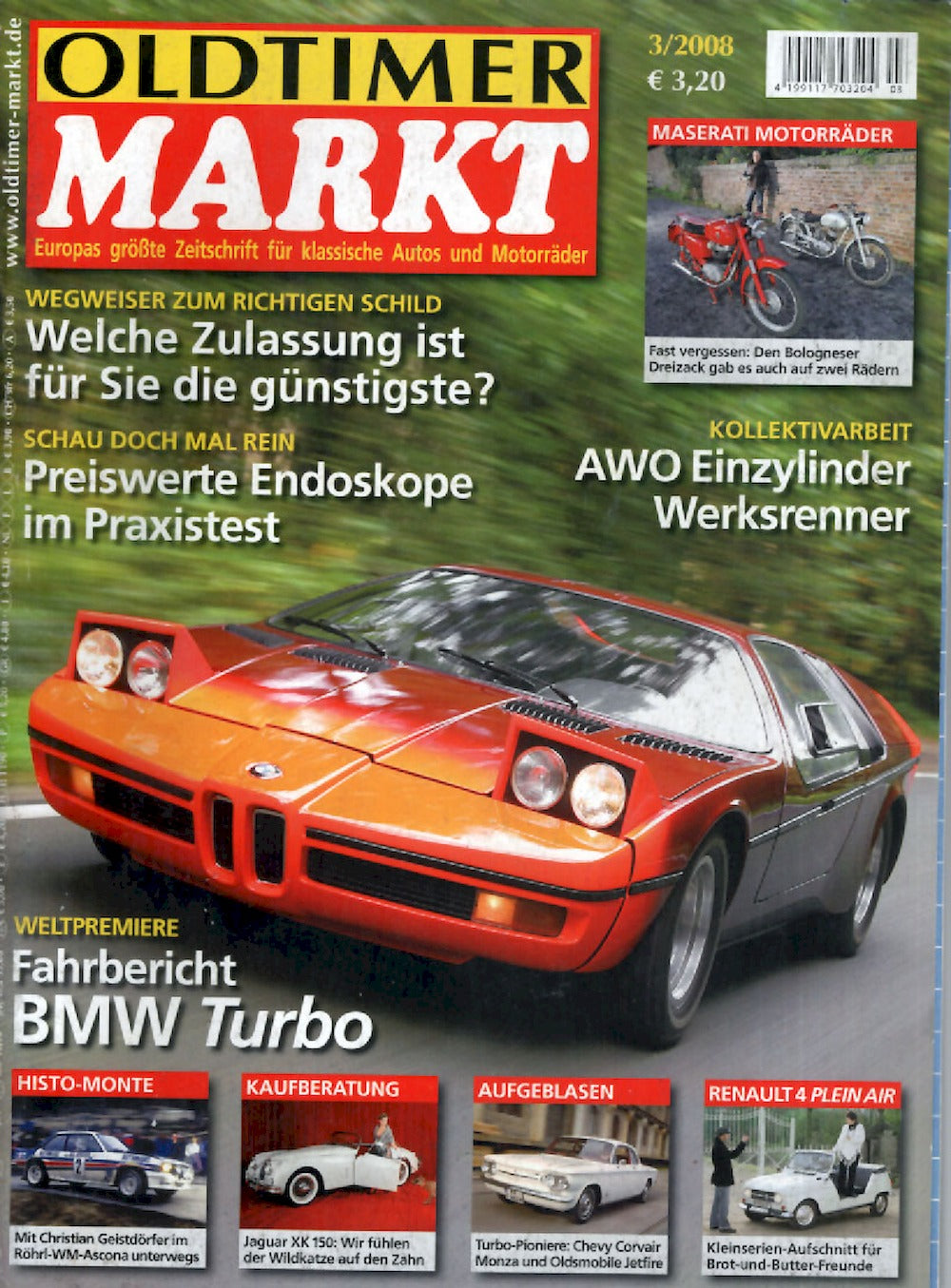 Oldtimer Markt Magazin Deutschland 2008-03 BMW Turbo Jaguar XK150 Chevy Corvair