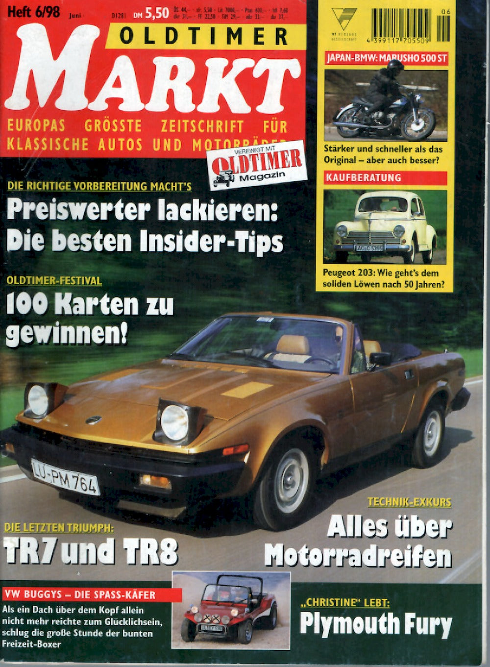 Oldtimer Markt Magazin Deutschland 1998-06 Triumph TR7 Triumph TR8 Marusho