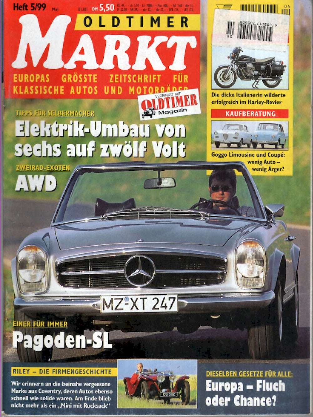 Oldtimer Markt Magazin Deutschland 1999-05 Pagoden SL Riley