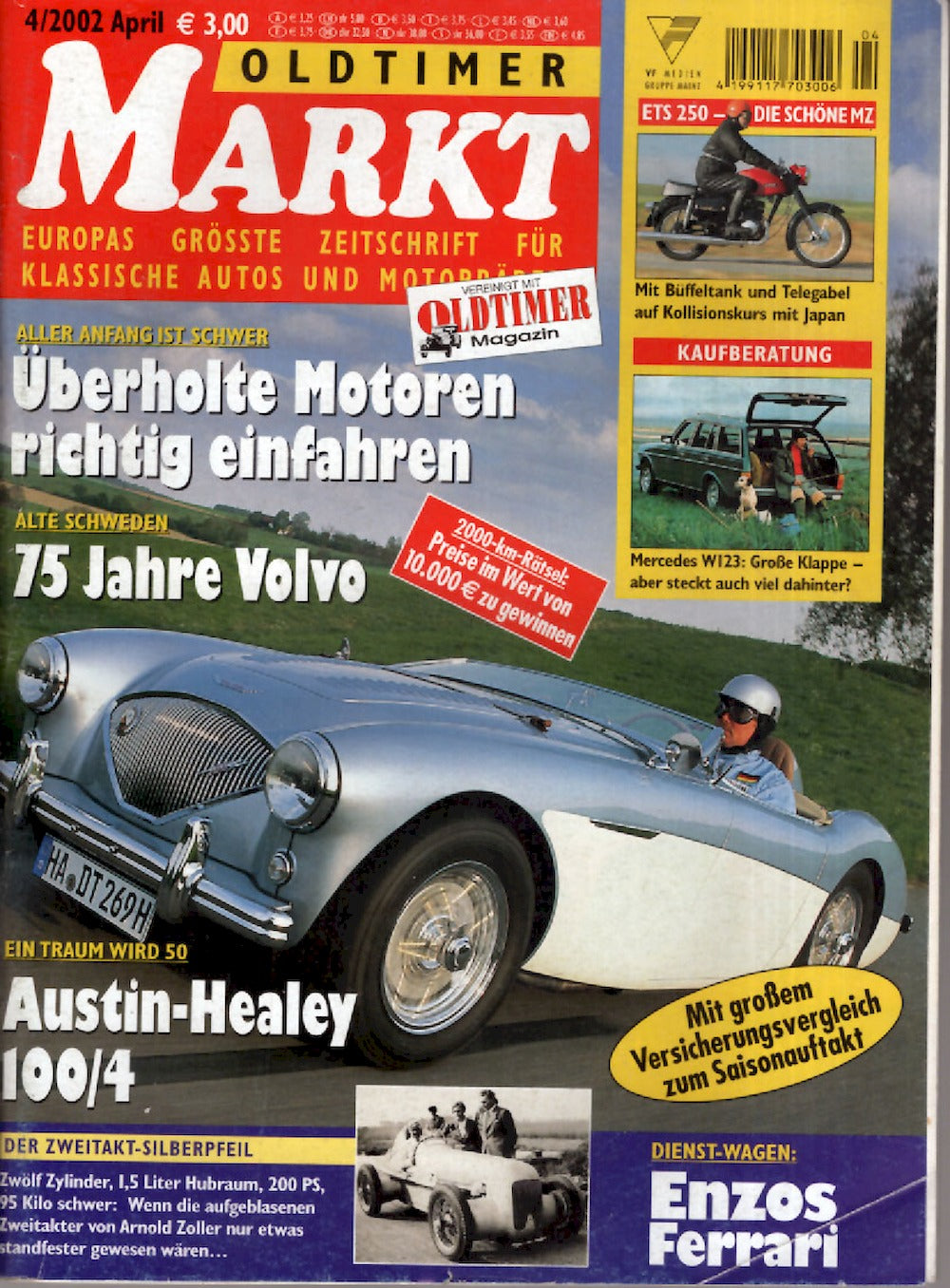 Oldtimer Markt Magazin Deutschland 2002-04 Austin Healey 100 Mercedes W123