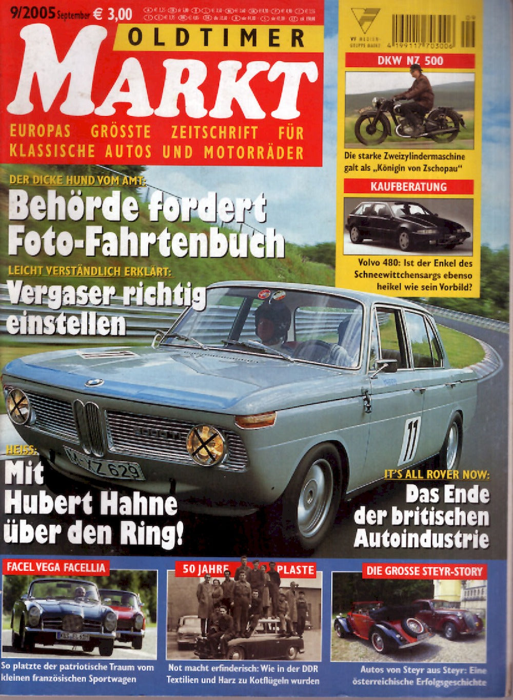 Oldtimer Markt Magazin Deutschland 2005-09 BMW 2000 TI Facel Vega Steyr