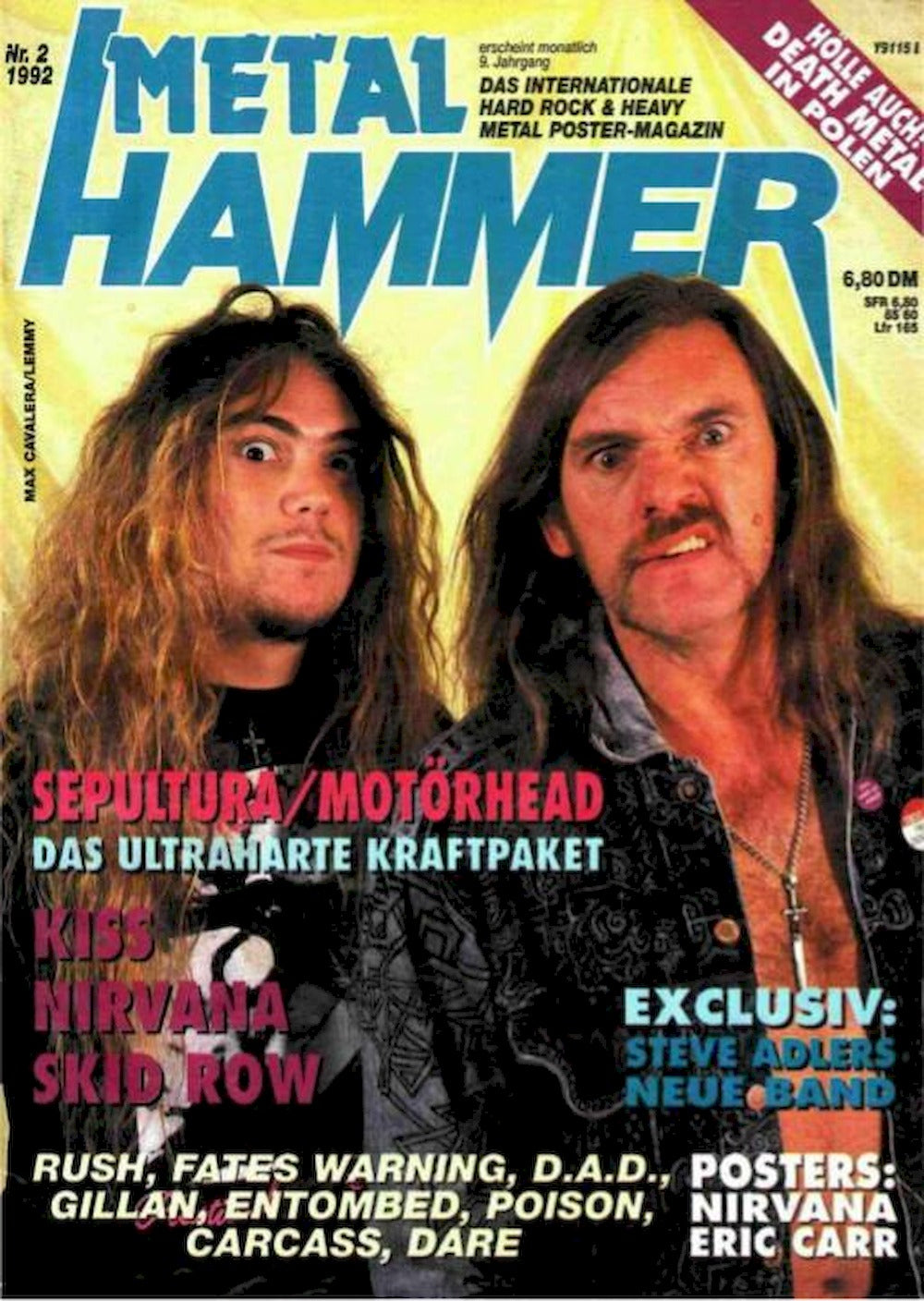 Metal Hammer Magazin Deutschland 1992-02 Sepultura Motörhead Steve Adler Kiss Nirvana