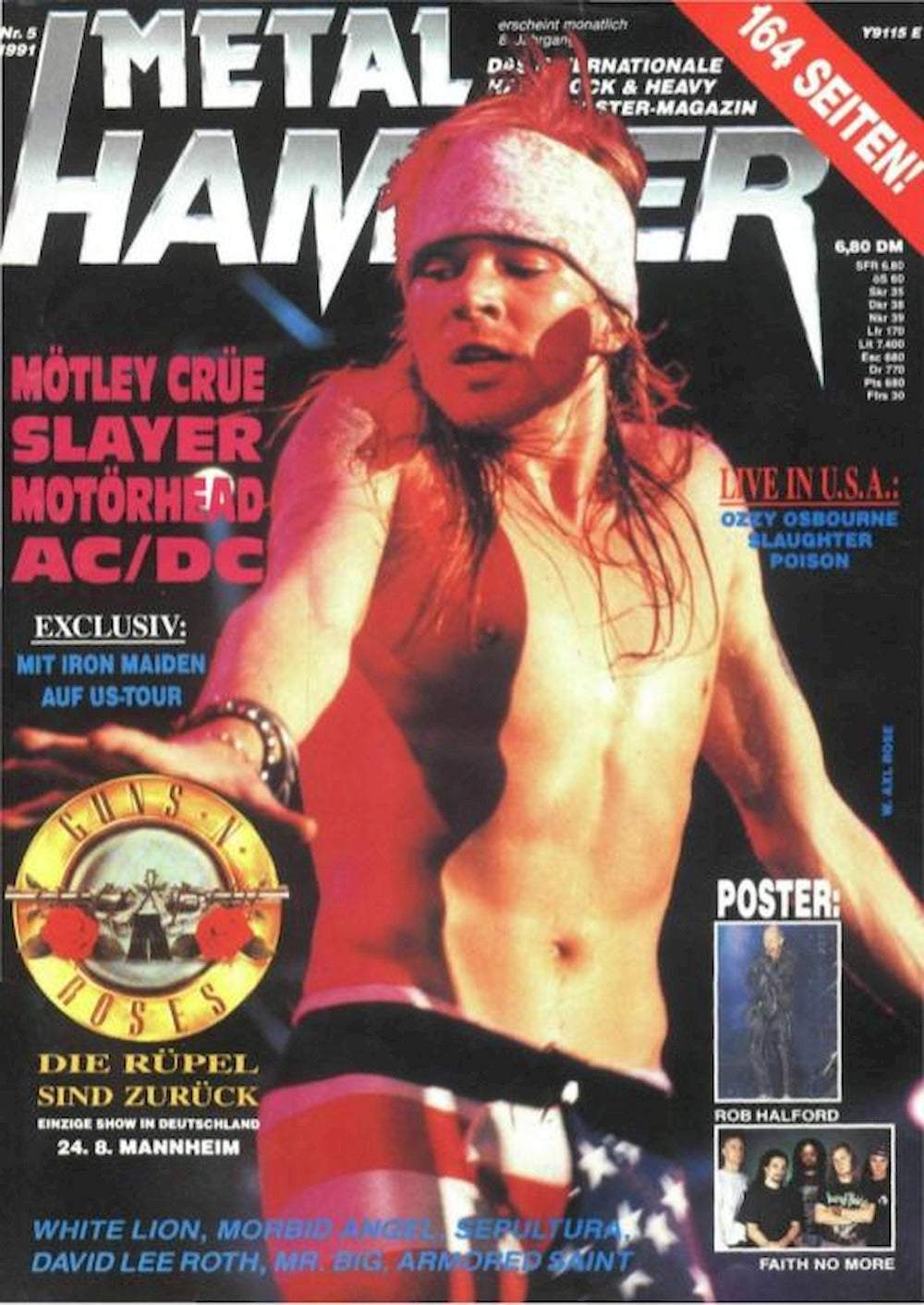 Metal Hammer Magazin Deutschland 1991-05 Axl Rose Guns N Roses Mötley Crüe Slayer