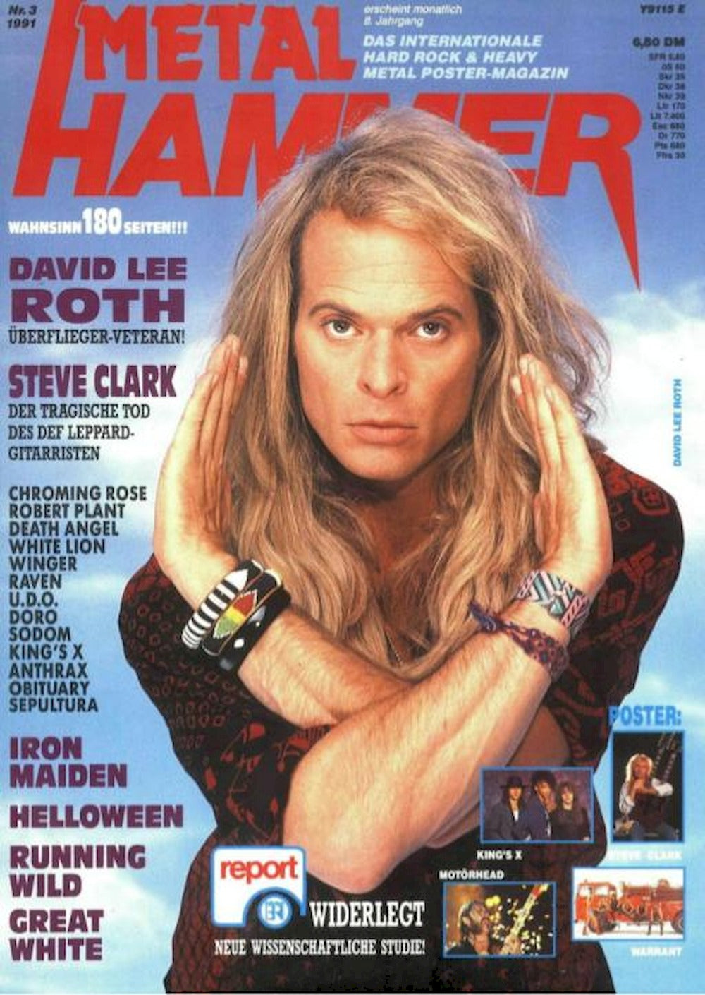 Metal Hammer Magazin Deutschland 1991-03 David Lee Roth Steve Clark Iron Maiden Helloween