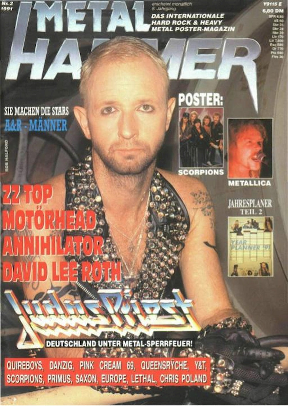Metal Hammer Magazin Deutschland 1991-02 Judas Priest ZZ Top Motörhead Annihilator