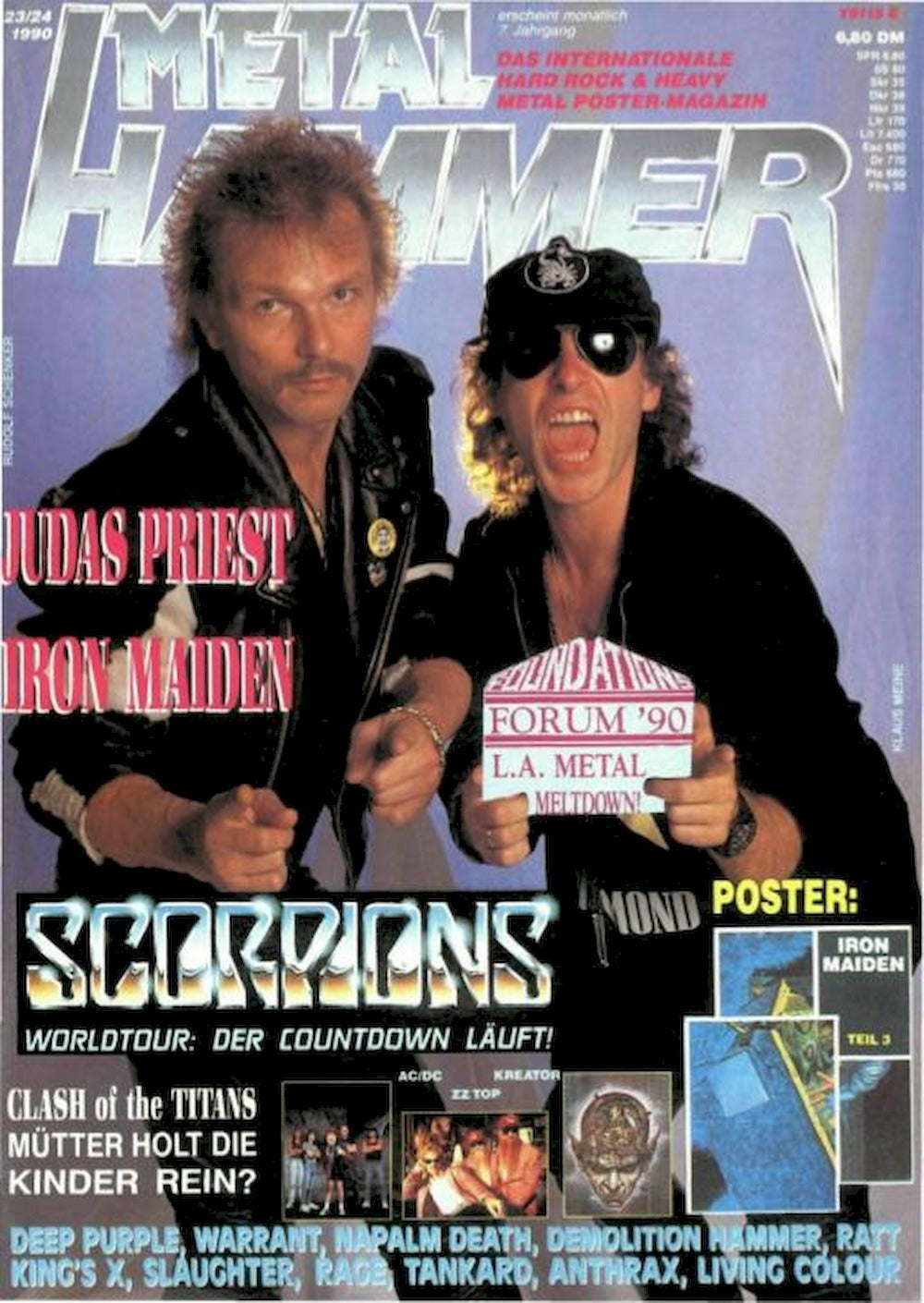 Metal Hammer Magazin Deutschland 1990-23+24 Scorpions Judas Priest Iron Maiden Deep Purple